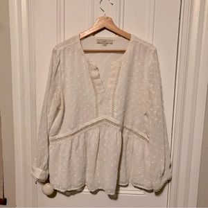 LOFT White dot peplum blouse